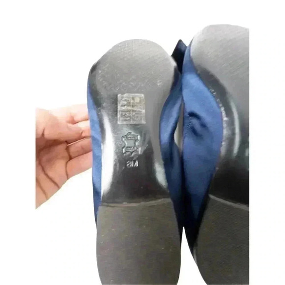 Tory Burch Velvet Bow Ballet Flats Navy Blue Size 8 Women's Shoes - Picture 6 of 7
